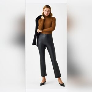 Spanx leather like cropped kick flare pant